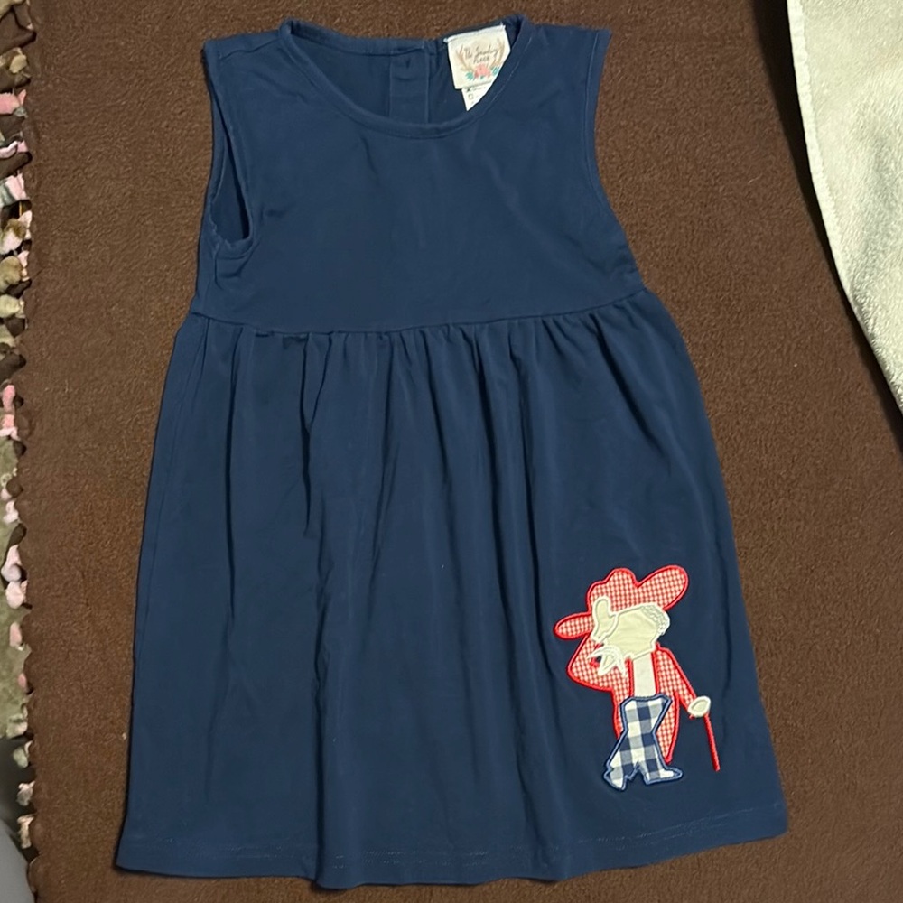 Navy Blue Sleeveless Sundress with Pleated Skirt